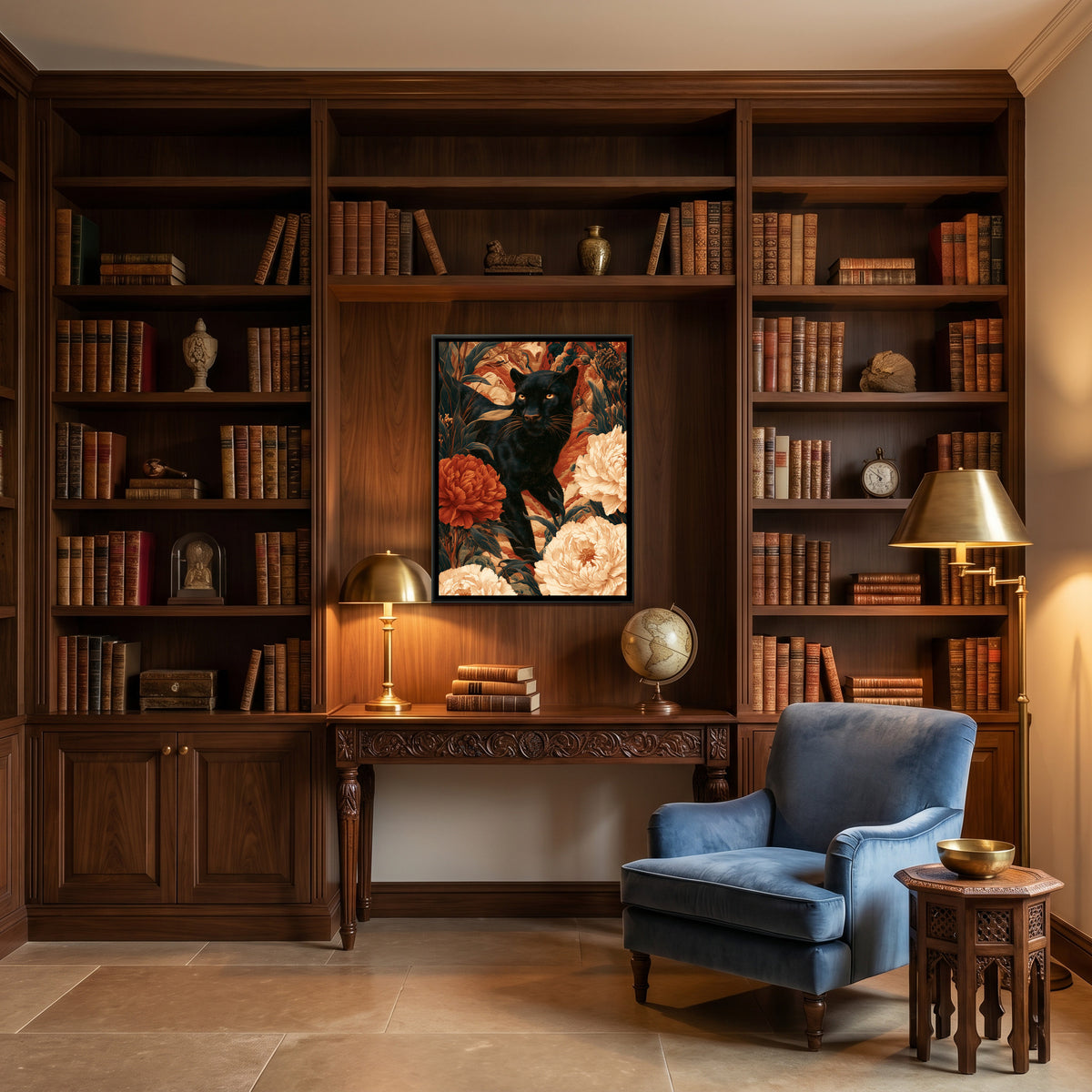 Black Panther — canvas art shown in a styled room