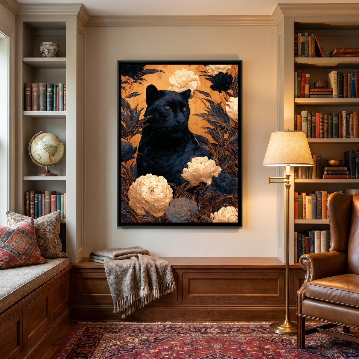 Black Panther — canvas art shown in a styled room