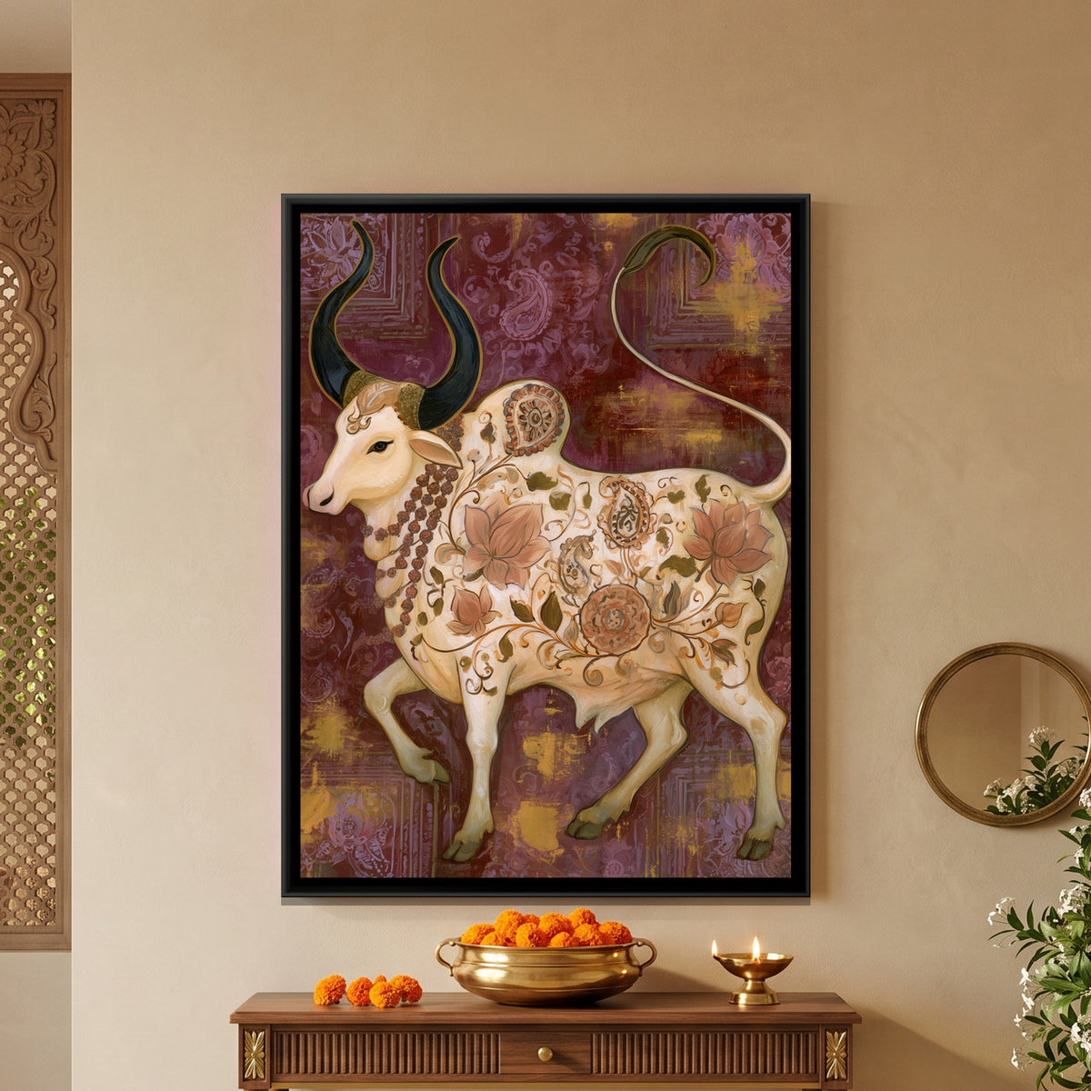 Nandi Ji — framed canvas art hung on a wall