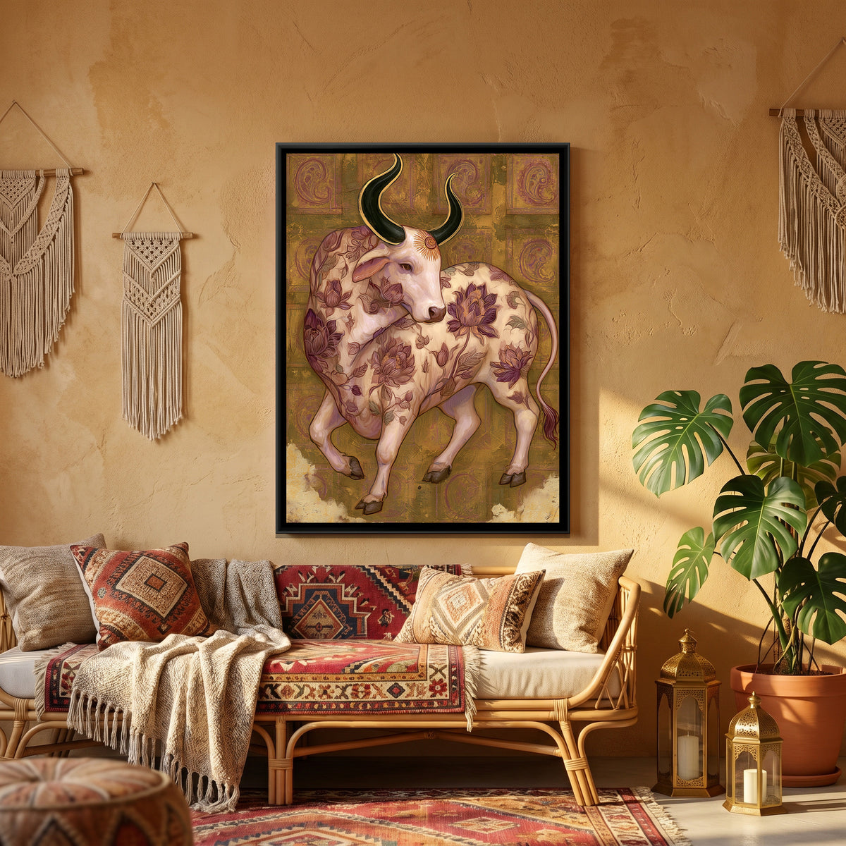 Nandi Ji — canvas art shown in a styled room