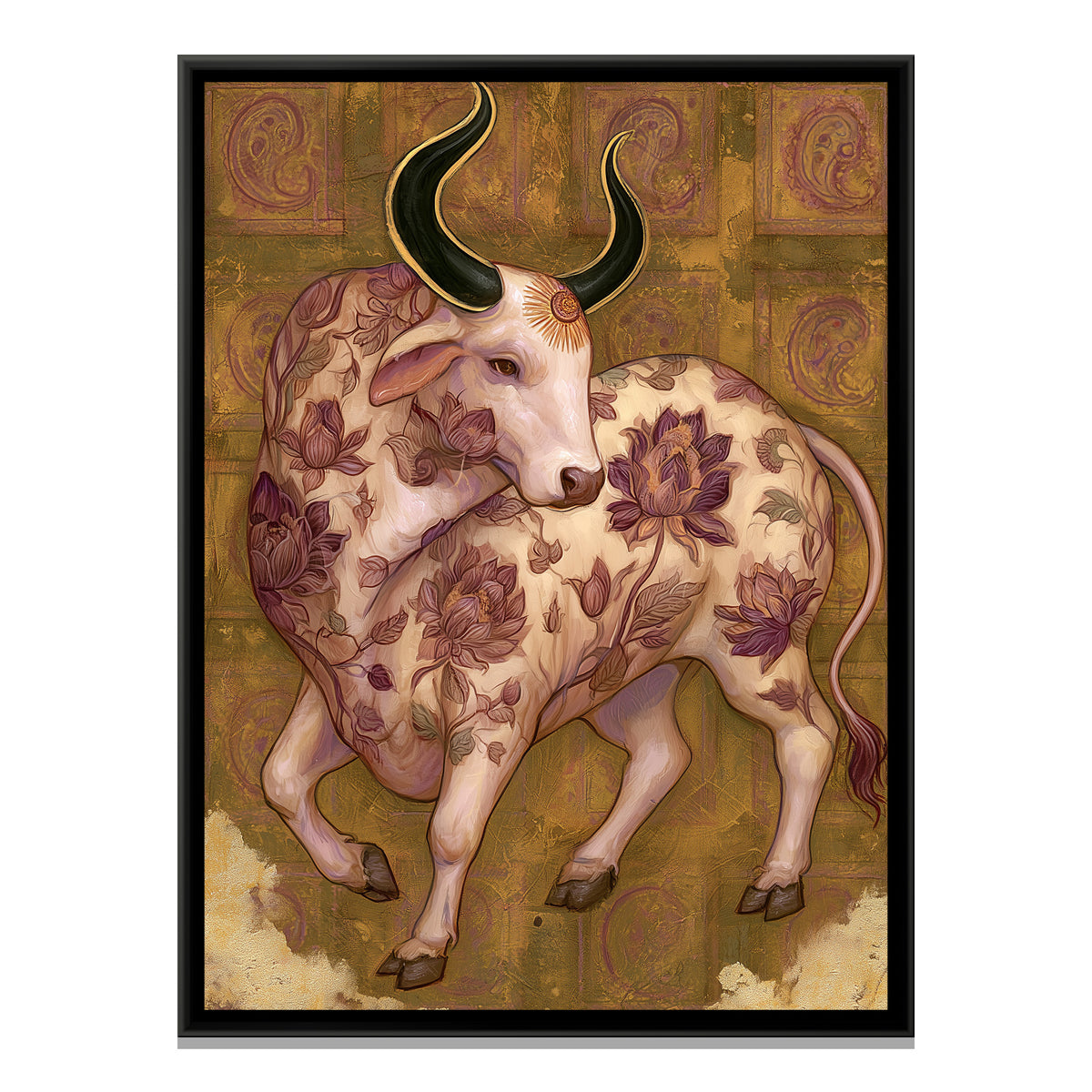 Nandi Ji — framed canvas print, front view