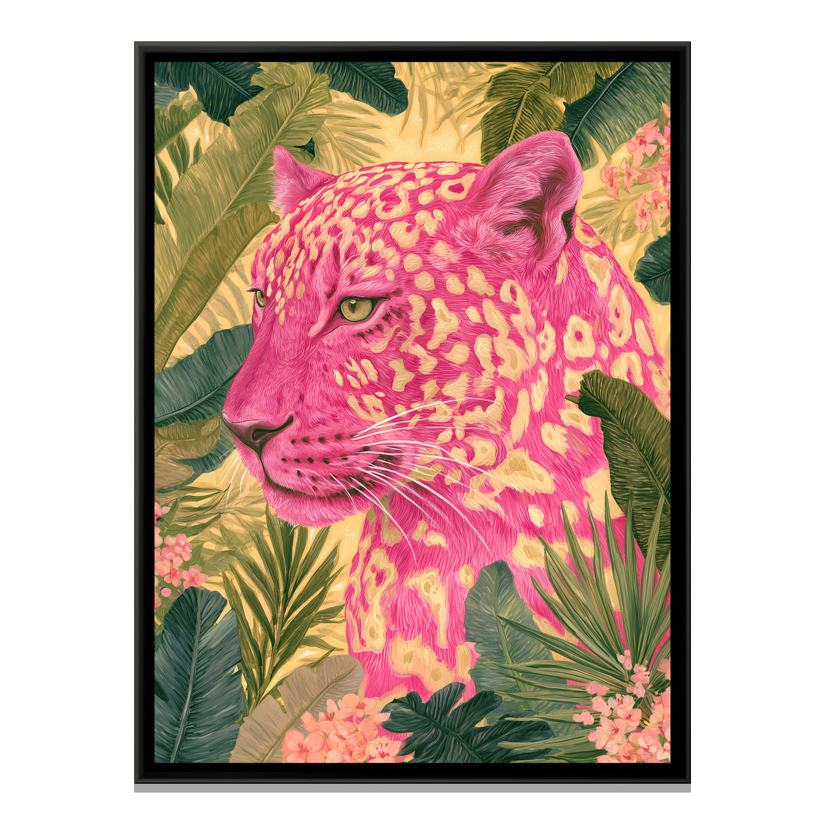 Pink Leopard — framed canvas print, front view