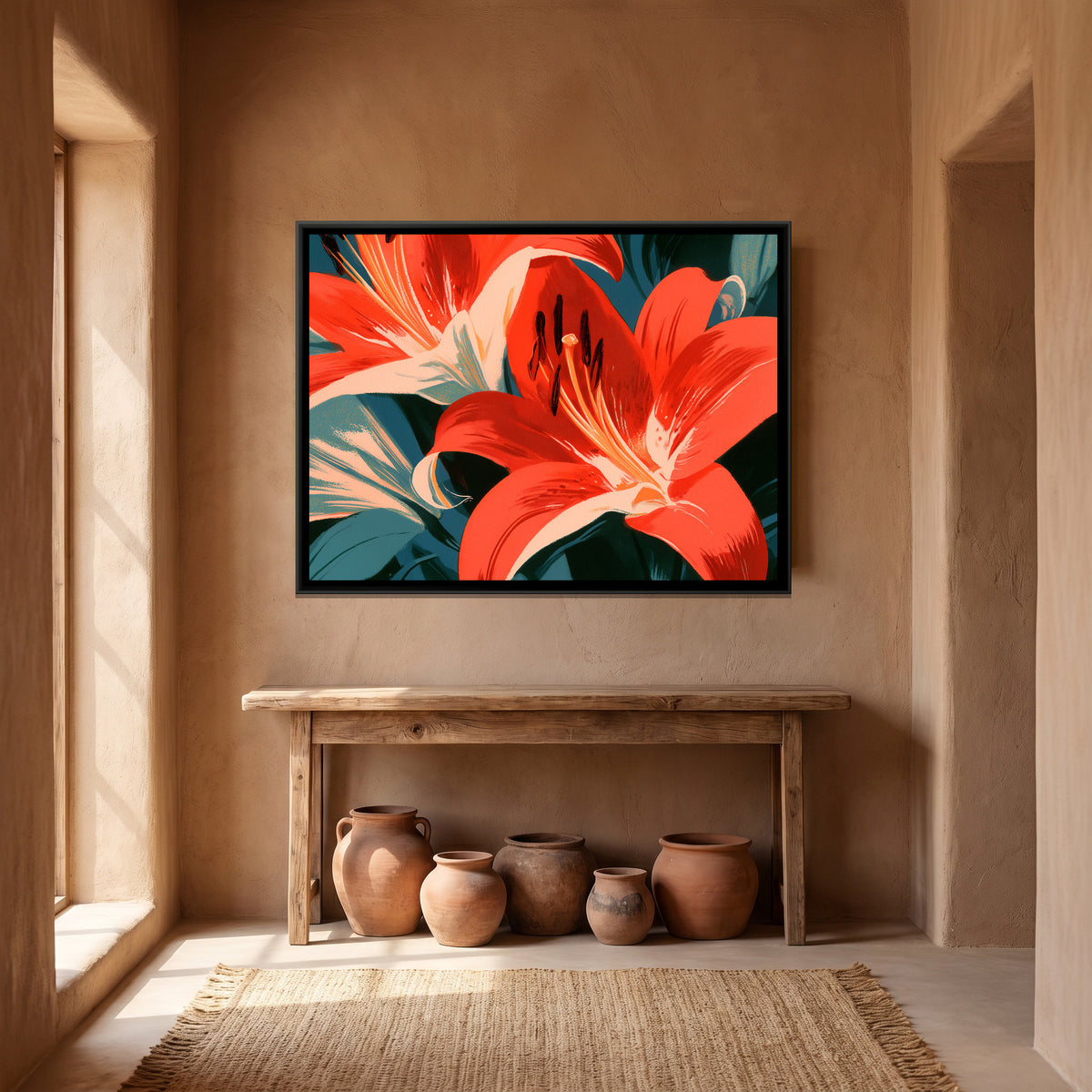 Lilies — canvas art shown in a second room setting