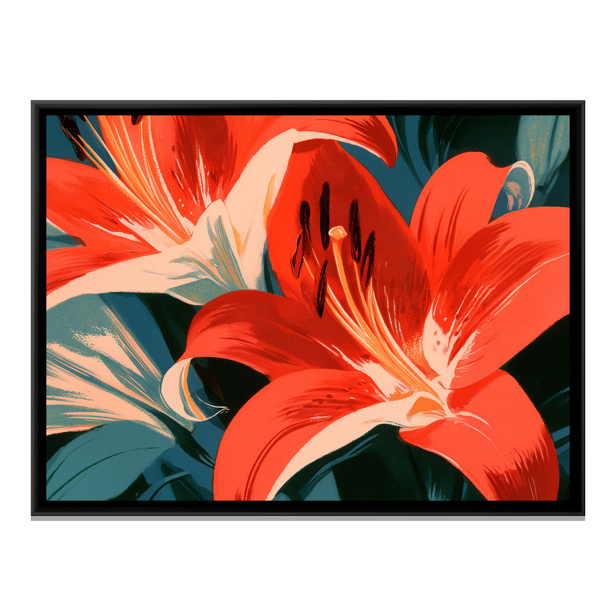 Lilies — framed canvas print, front view