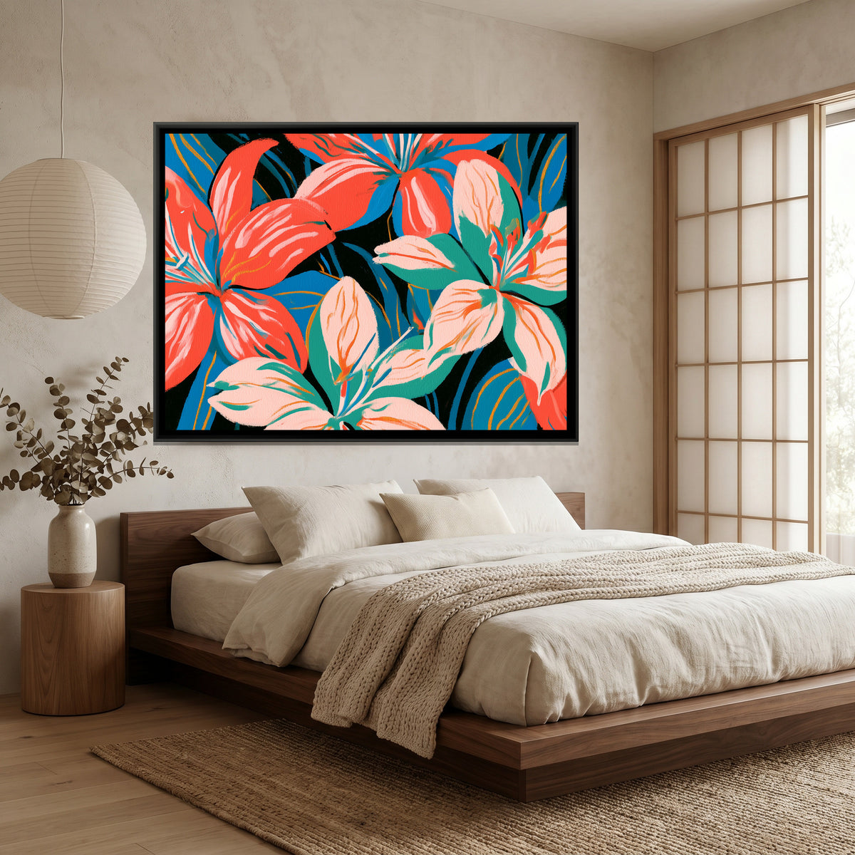 Lilies — canvas art shown in a styled room
