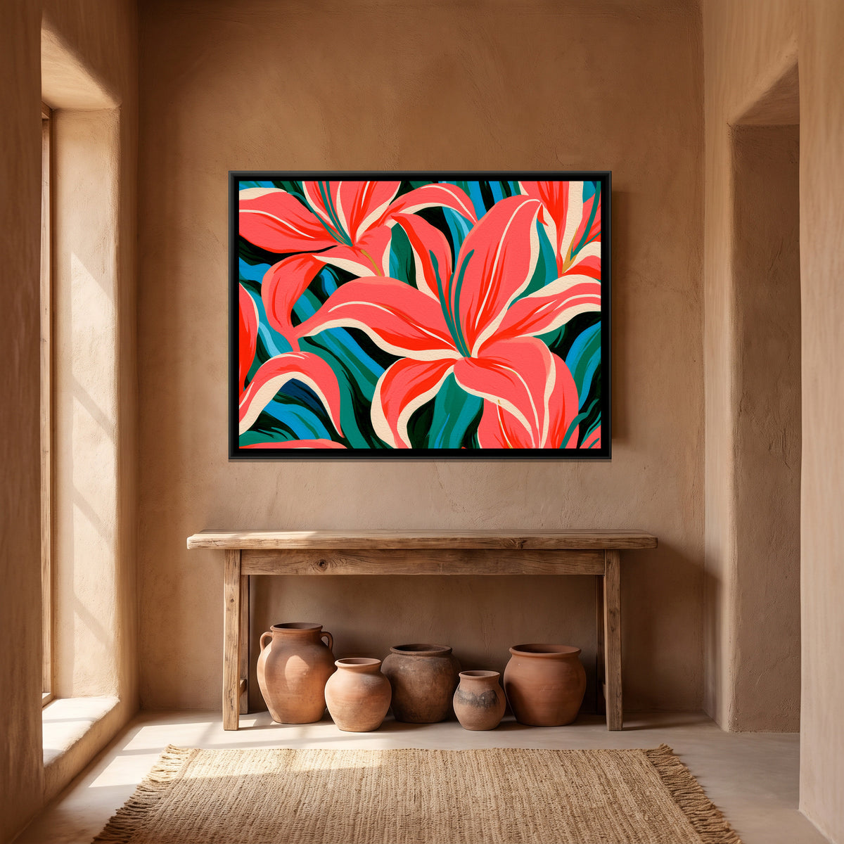 Lilies — canvas art shown in a second room setting