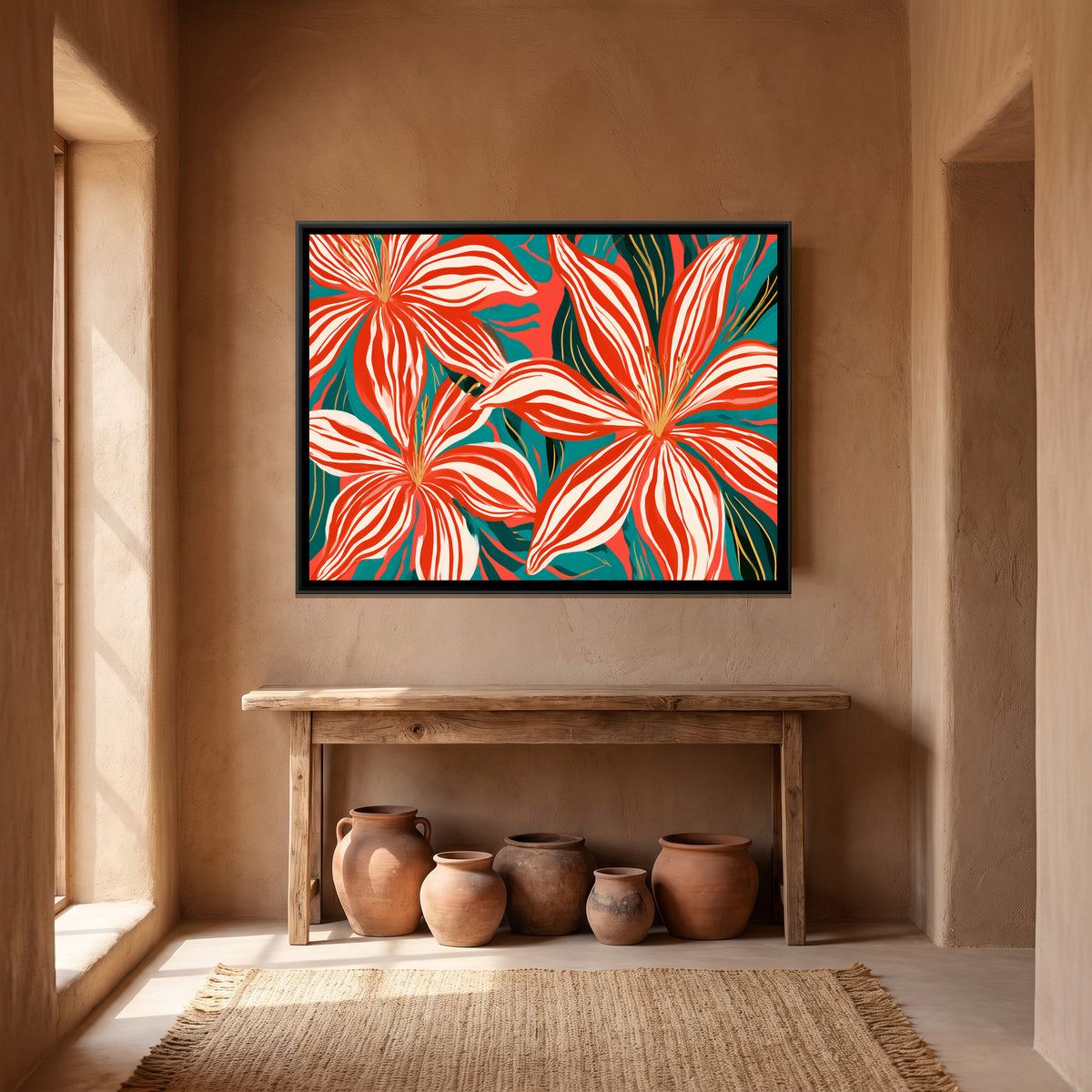 Lilies — canvas art shown in a second room setting