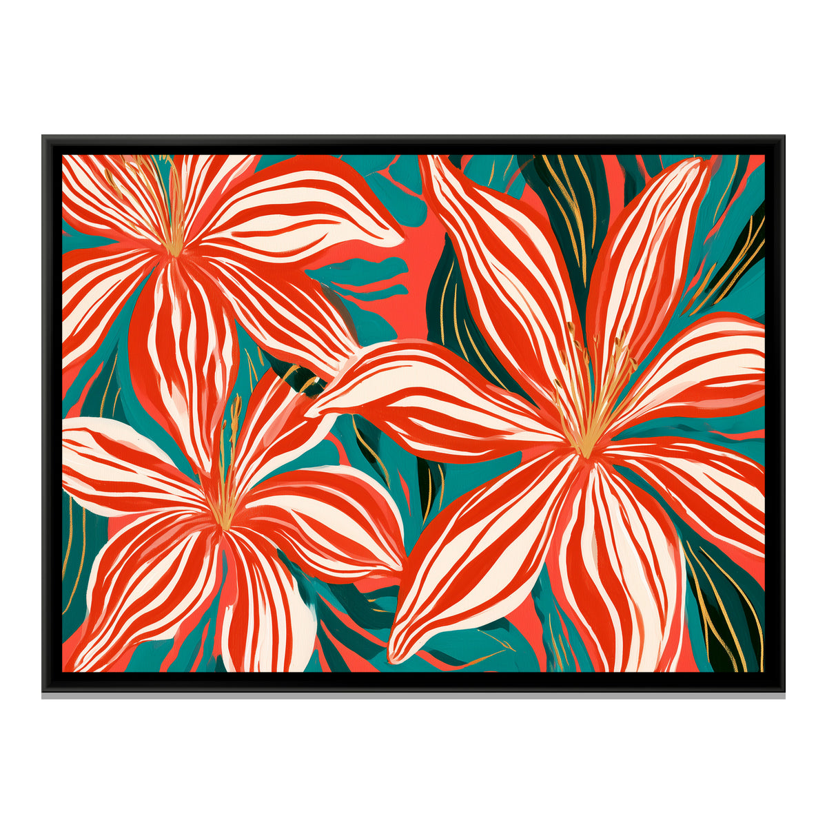 Lilies — framed canvas print, front view