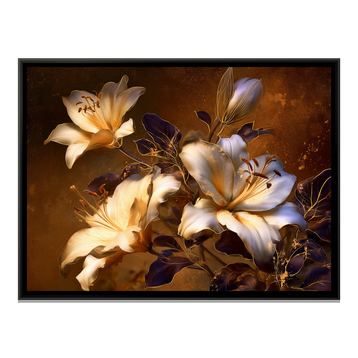 Lilies — framed canvas print, front view