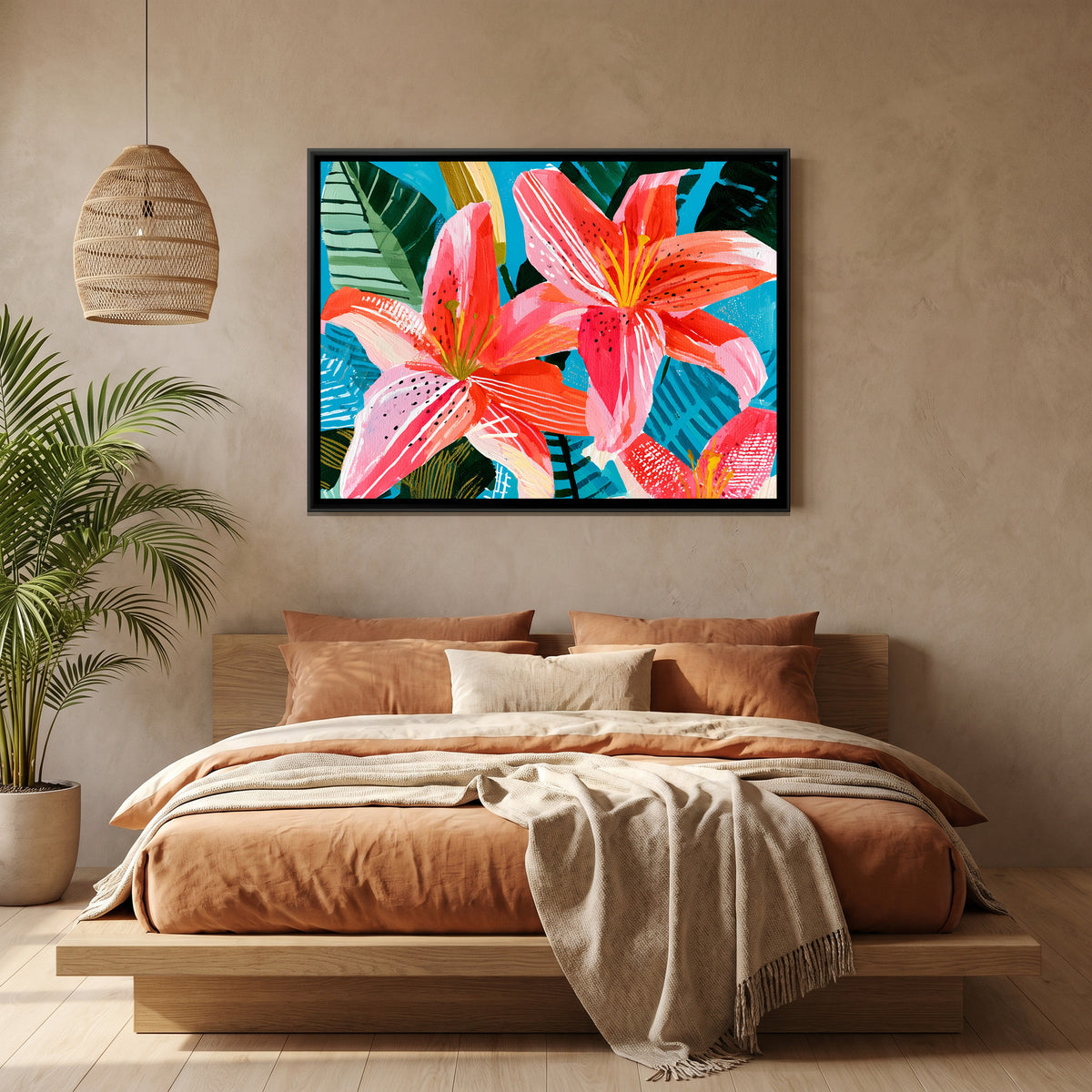 Lilies — canvas art shown in a styled room