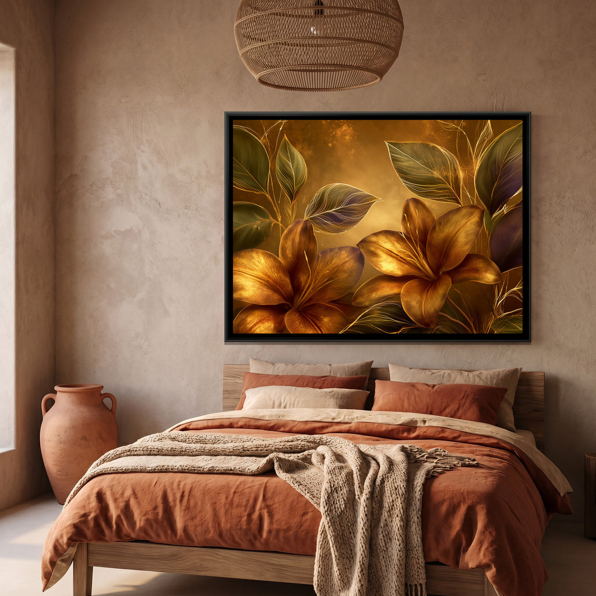 Lilies — canvas art shown in a styled room