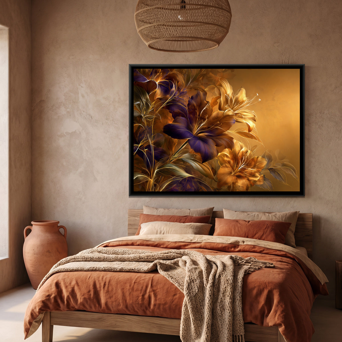 Lilies — canvas art shown in a styled room