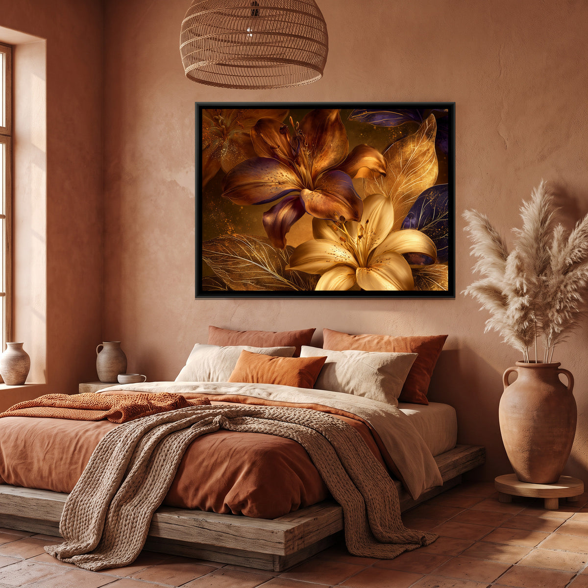 Lilies — canvas art shown in a styled room