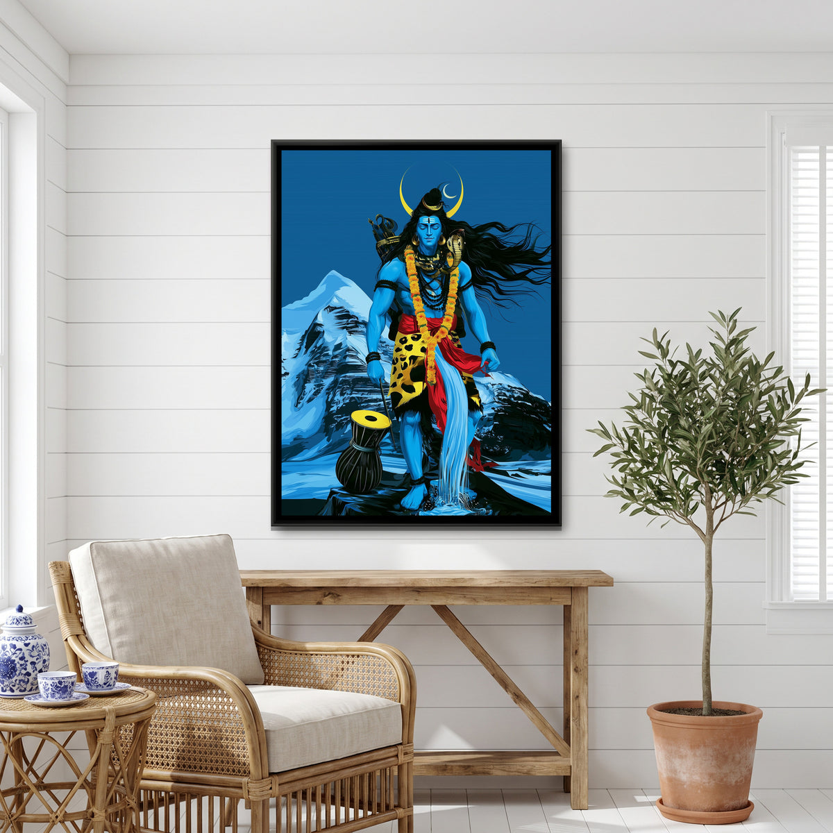 Mahadev — canvas art shown in a second room setting