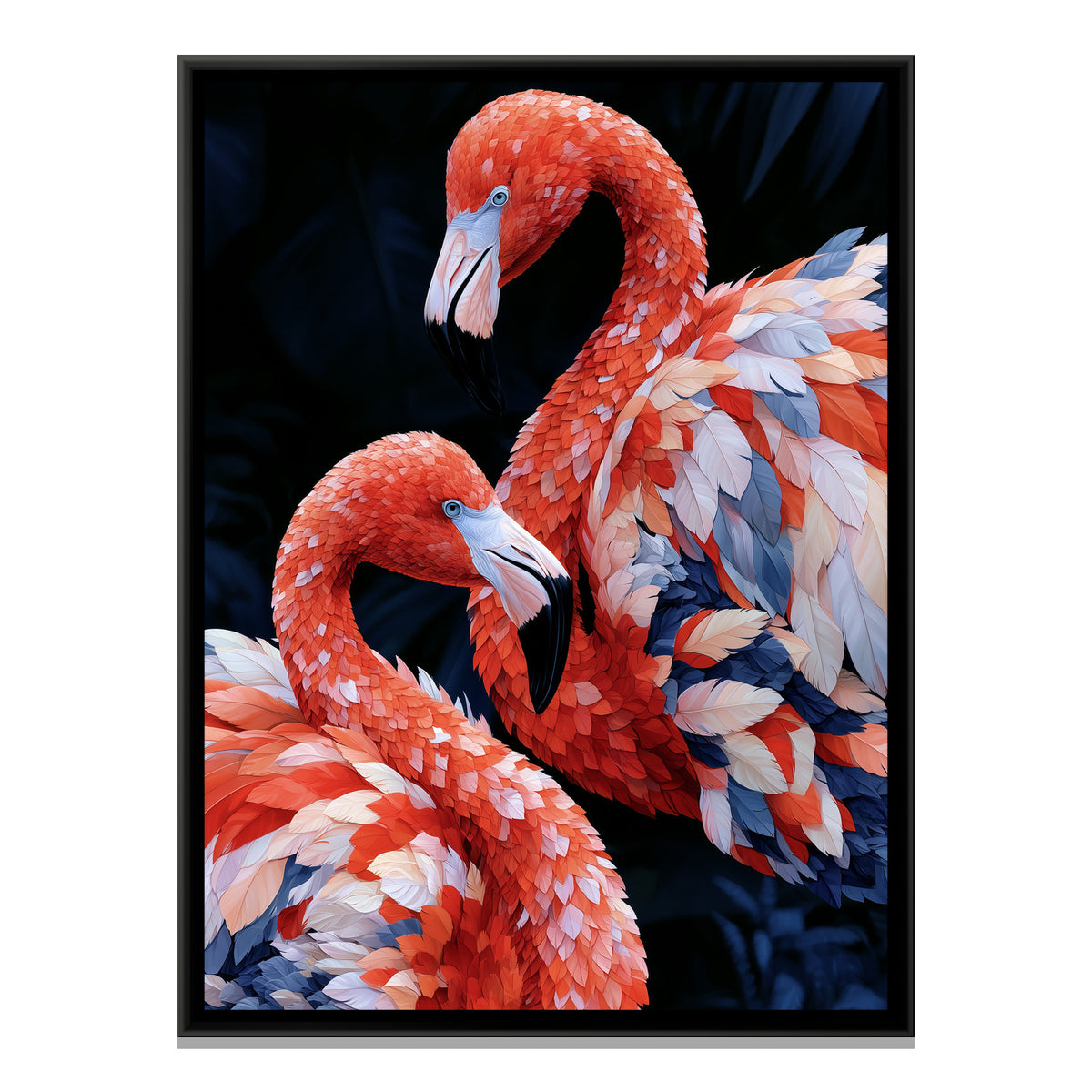 Flamingo Pair — framed canvas print, front view