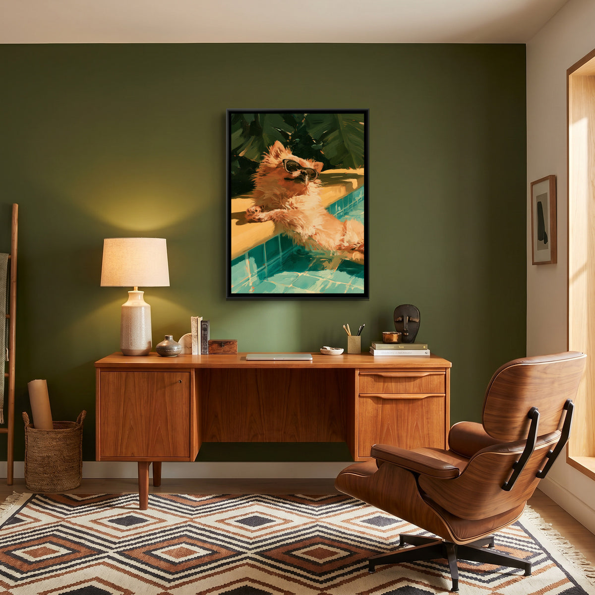 Dog in Sunglasses — canvas art shown in a styled room