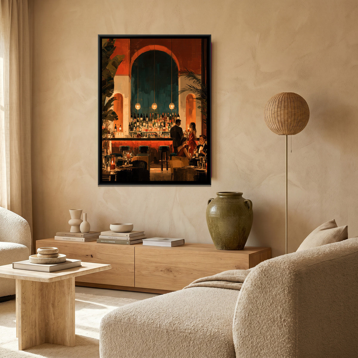 Cocktail Bar — canvas art shown in a second room setting