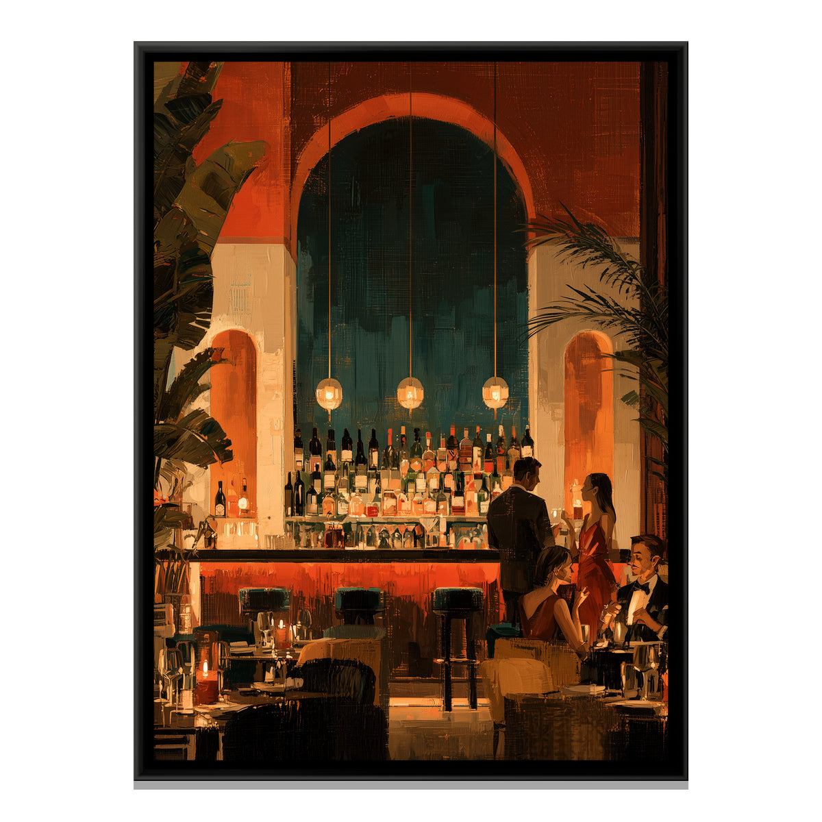 Cocktail Bar — framed canvas print, front view