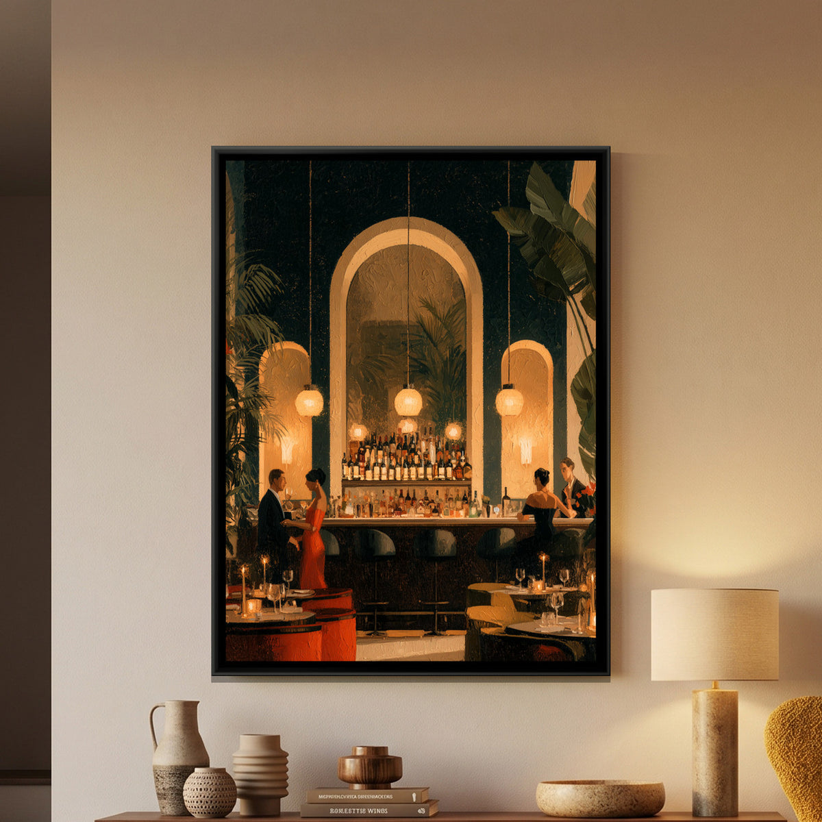 Cocktail Bar — framed canvas art hung on a wall