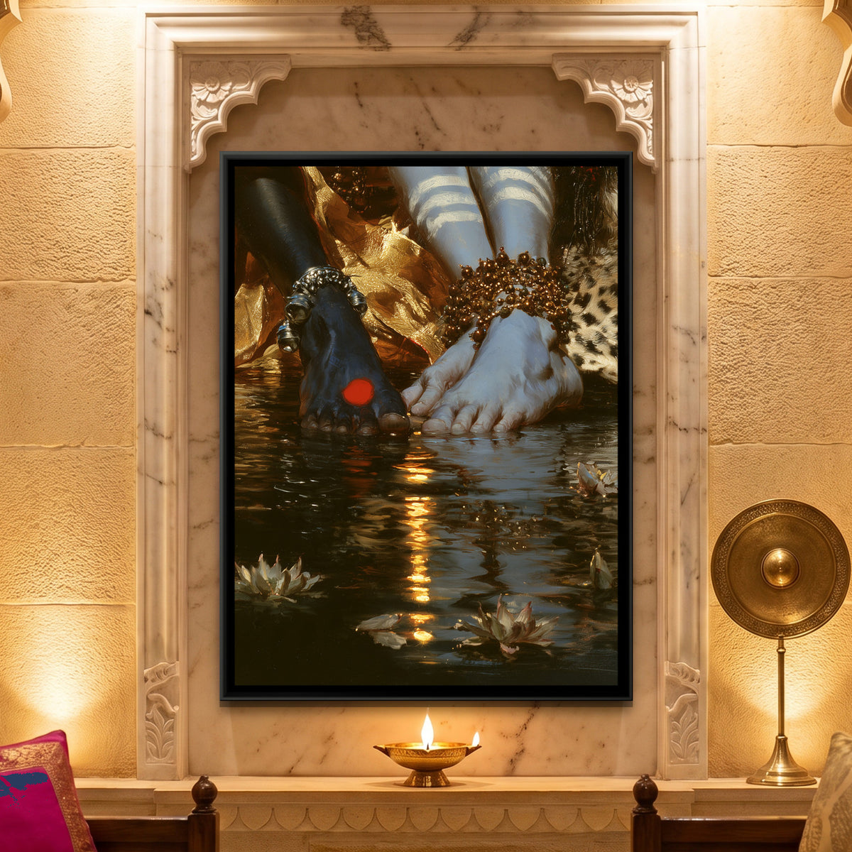 Shiva Parvati Feet — framed canvas art hung on a wall