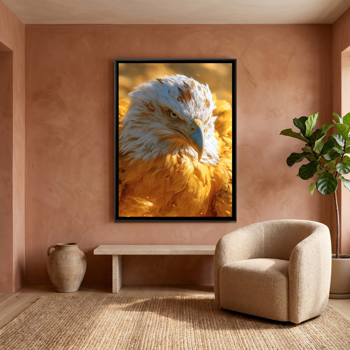 Eagle Head — canvas art shown in a second room setting
