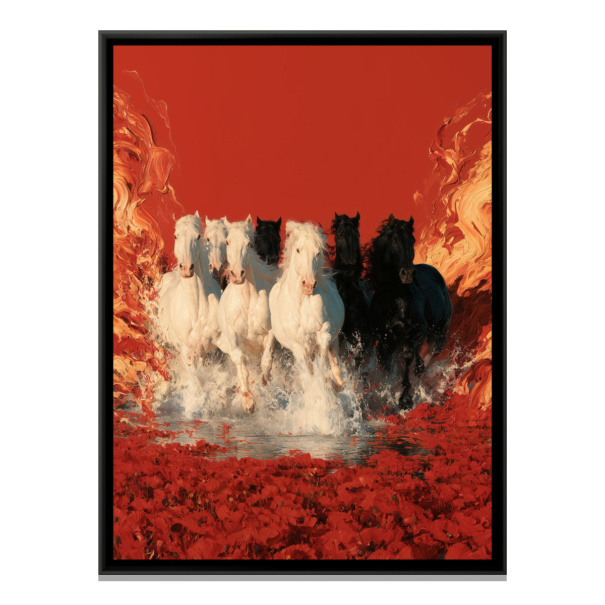 7 Horses — framed canvas print, front view