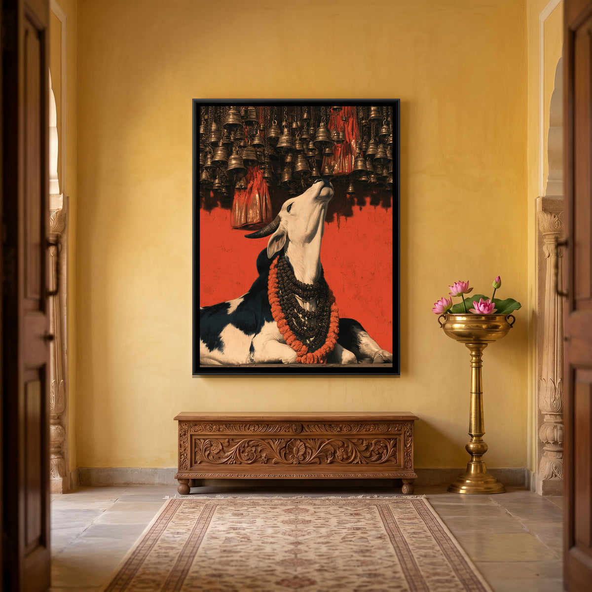 Nandi Ji — canvas art shown in a styled room