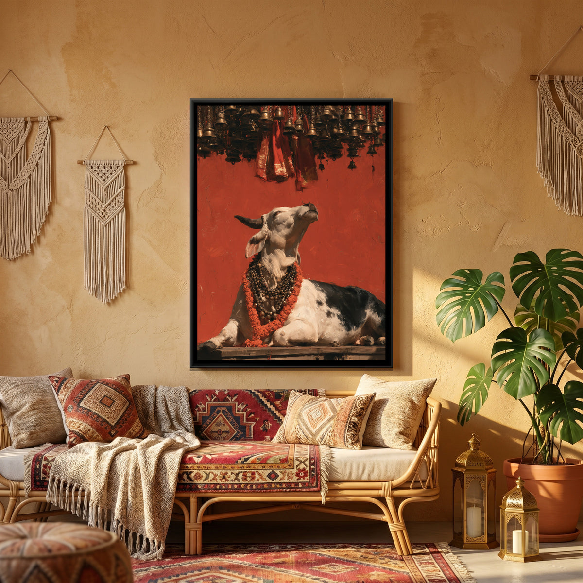 Nandi Ji — canvas art shown in a styled room