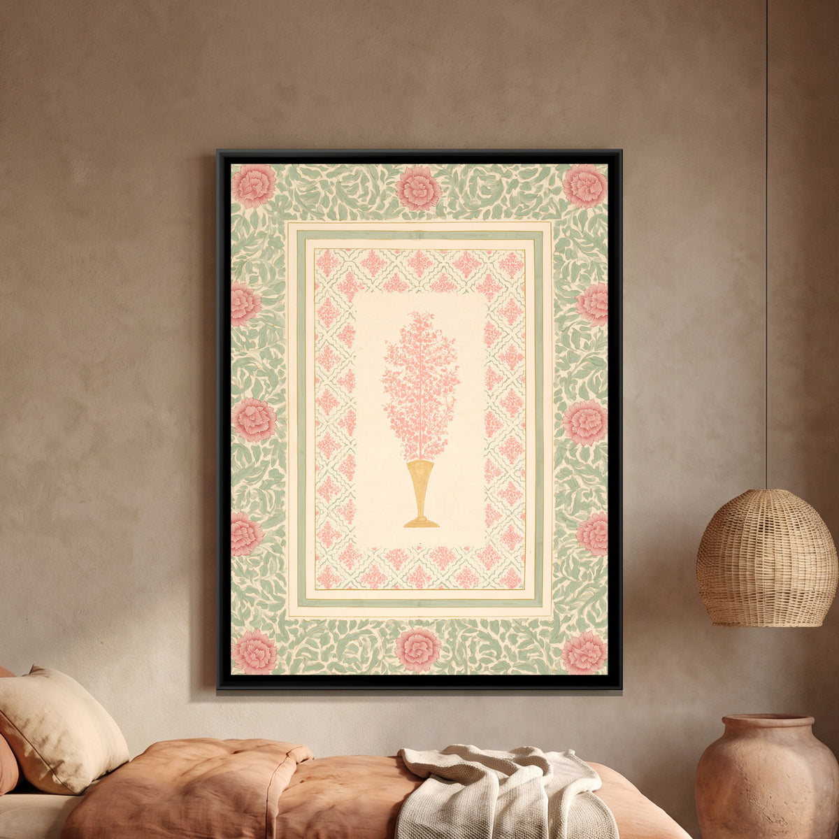 Mughal Flowering Tree — framed canvas art hung on a wall