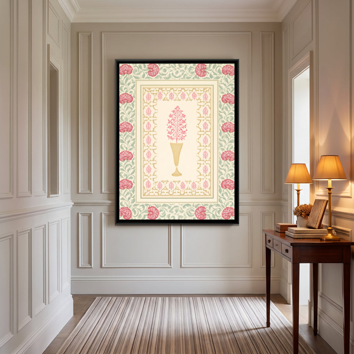 Mughal Flowering Tree — canvas art shown in a styled room