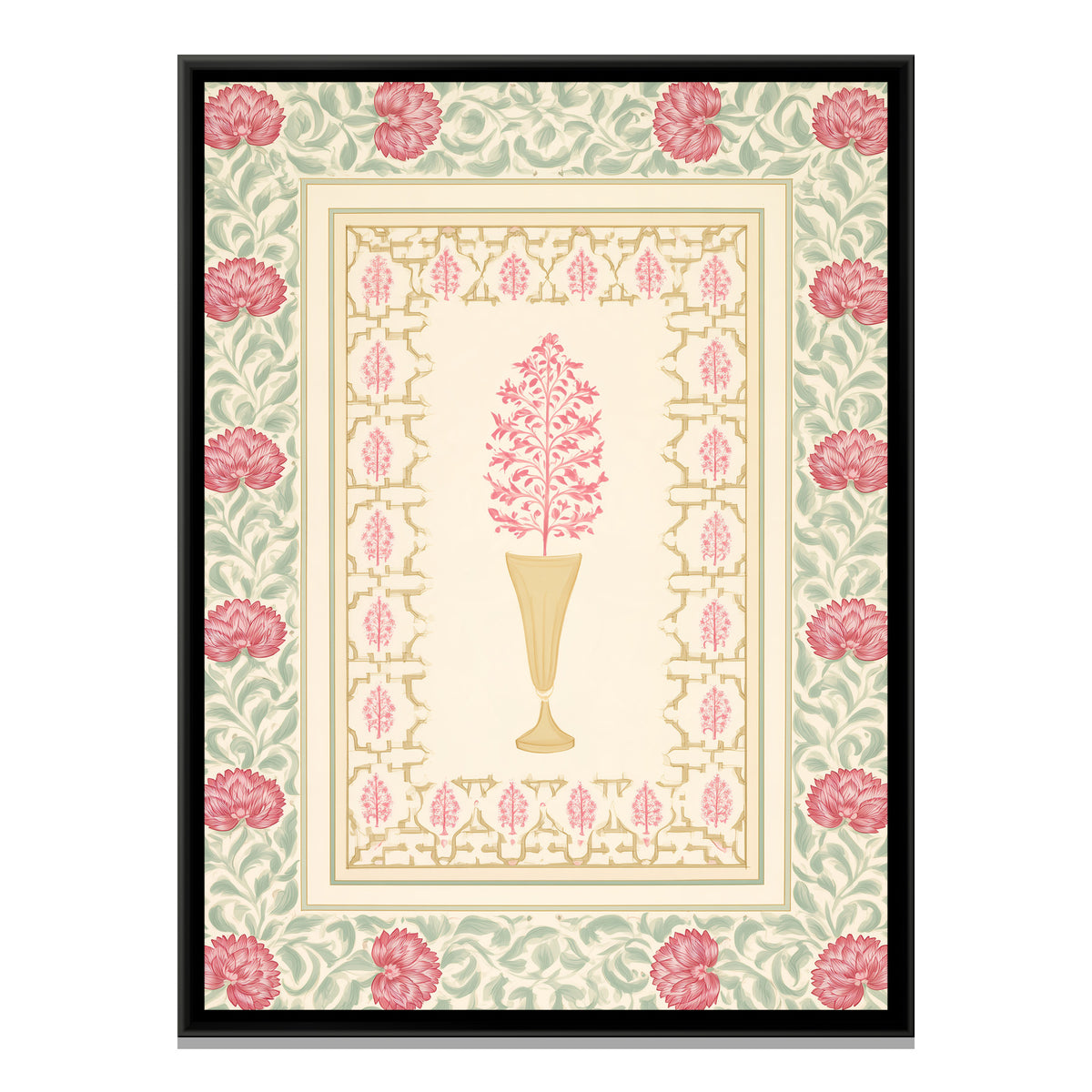 Mughal Flowering Tree — framed canvas print, front view