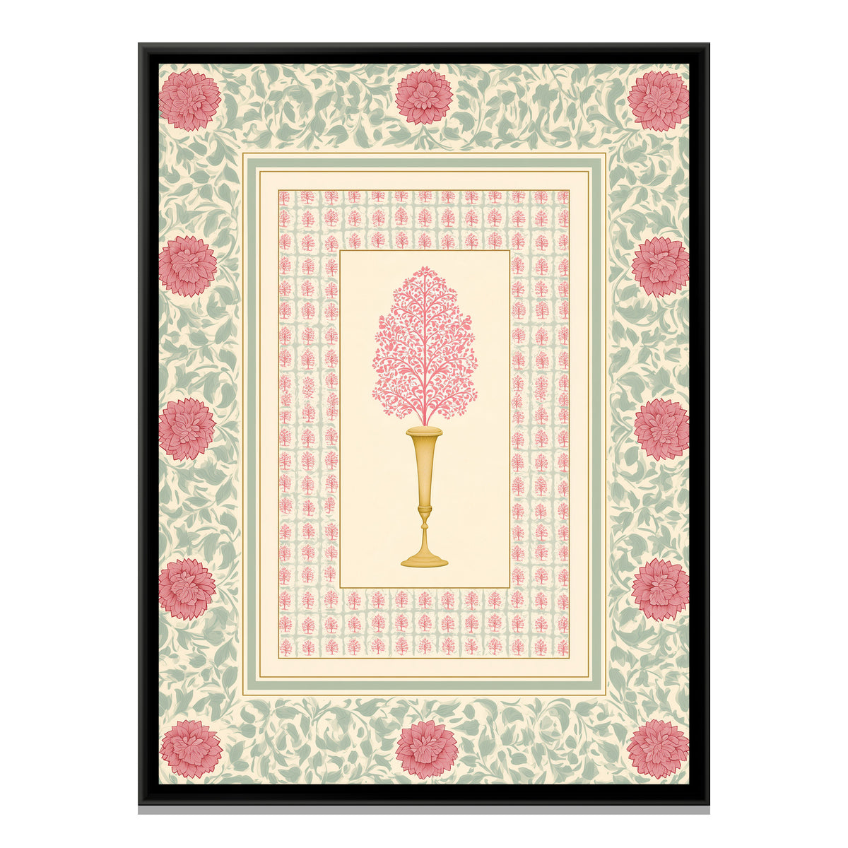 Mughal Flowering Tree — framed canvas print, front view