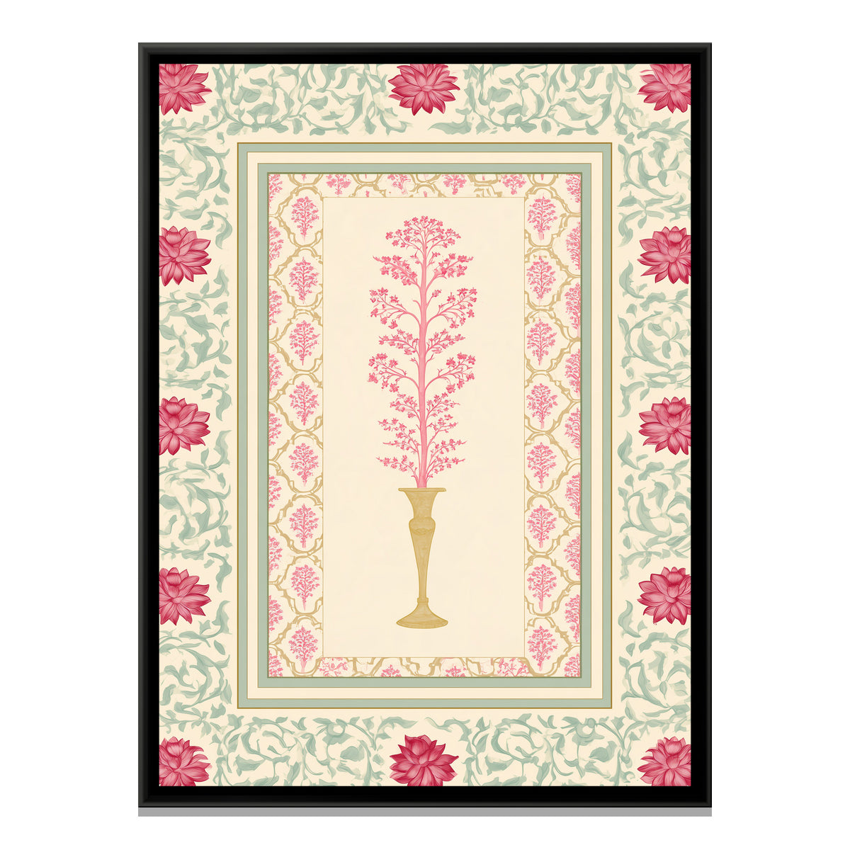 Mughal Flowering Tree — framed canvas print, front view