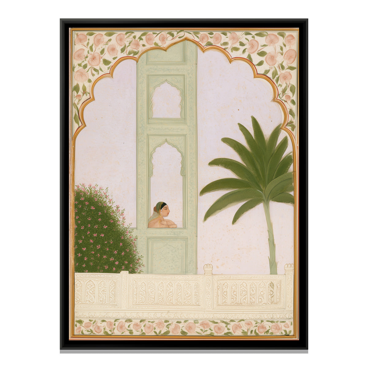 Mughal Lady — framed canvas print, front view
