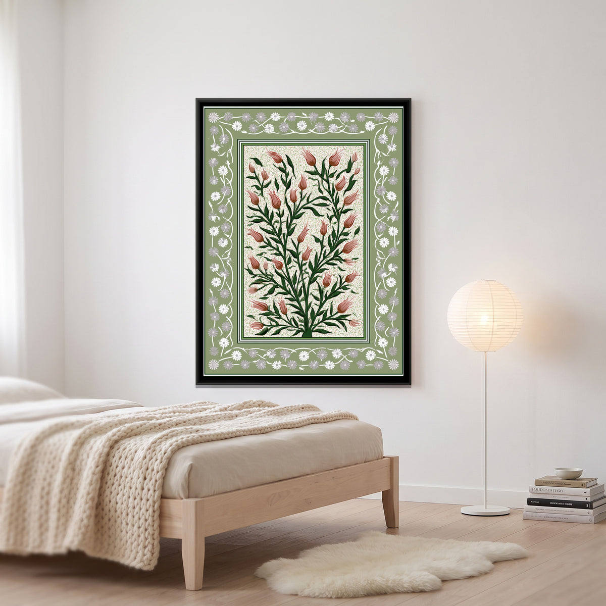 Mughal Tulip Tree — canvas art shown in a second room setting