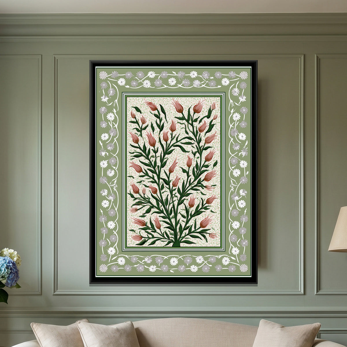 Mughal Tulip Tree — framed canvas art hung on a wall