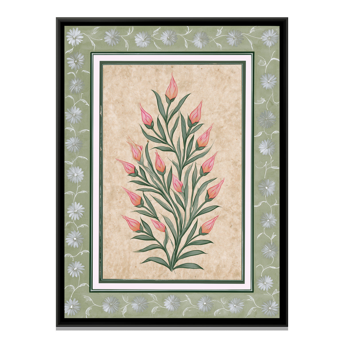 Mughal Tulips — framed canvas print, front view