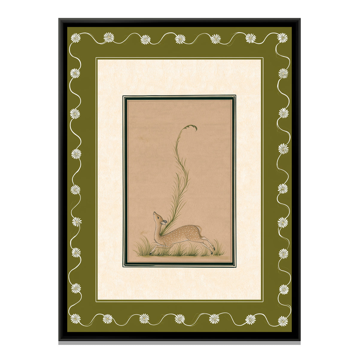 Mughal Deer — framed canvas print, front view