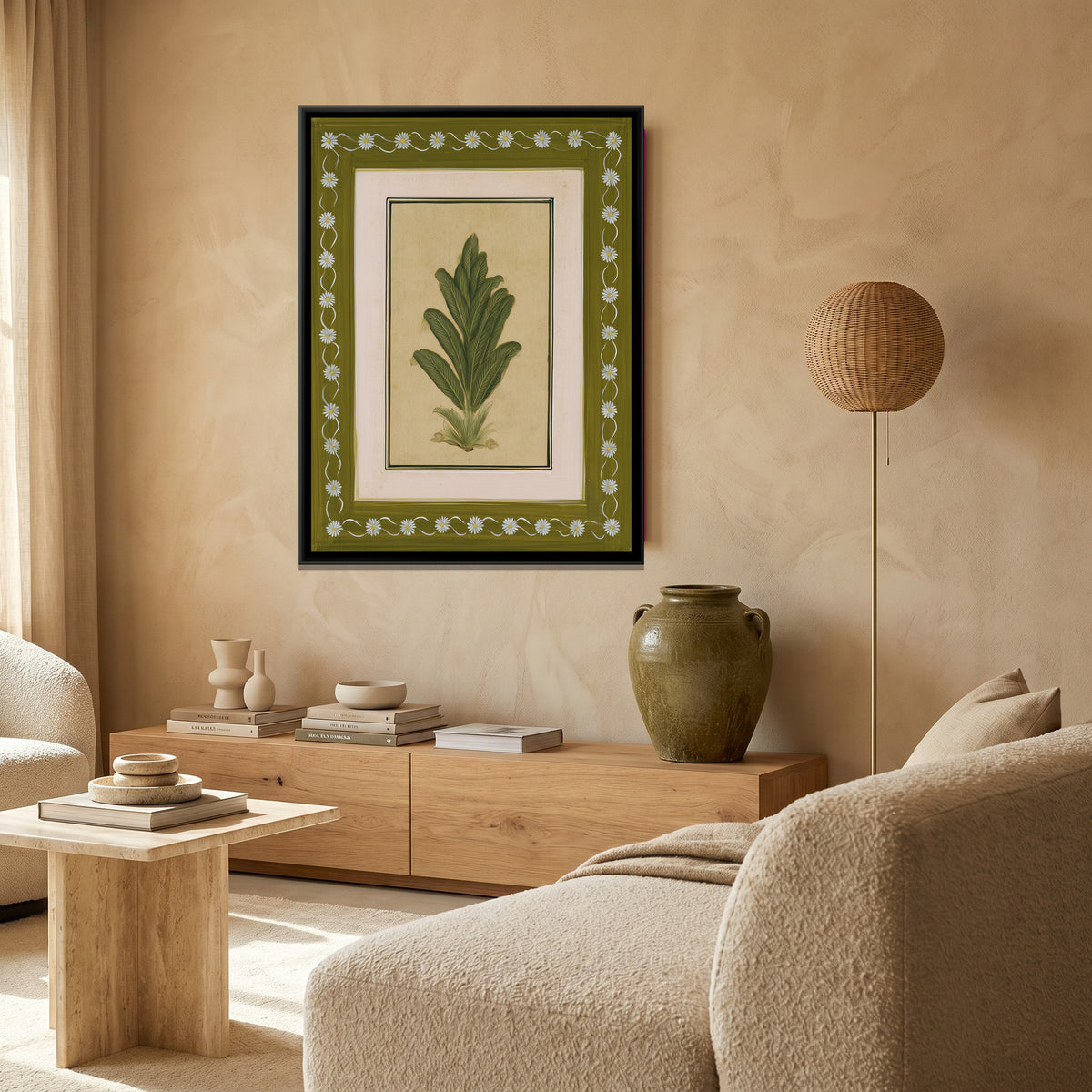 Mughal Botanical Plant — canvas art shown in a styled room