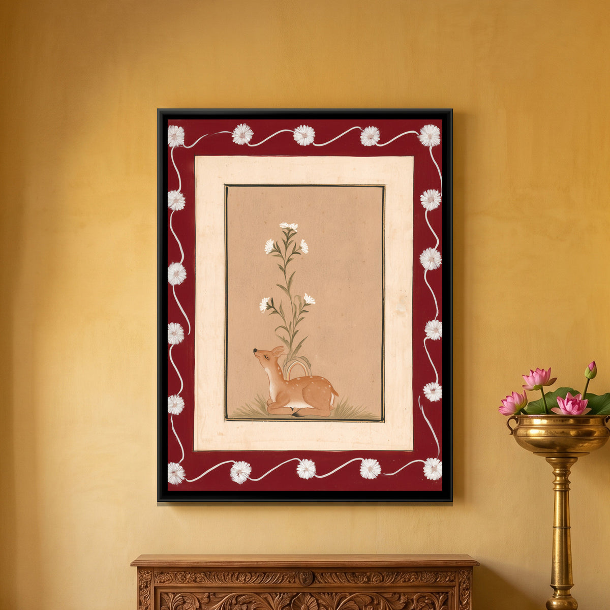Mughal Deer — framed canvas art hung on a wall