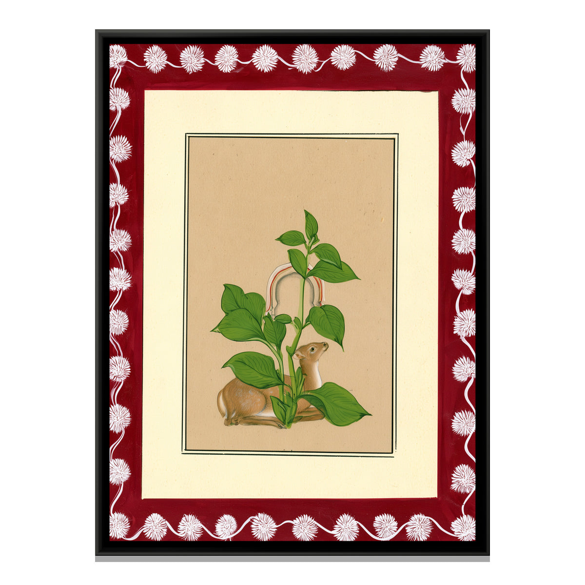Mughal Deer — framed canvas print, front view