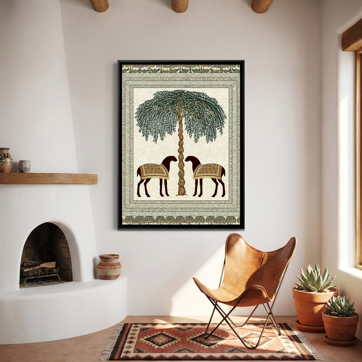 Two Deer Tree of Life — canvas art shown in a styled room