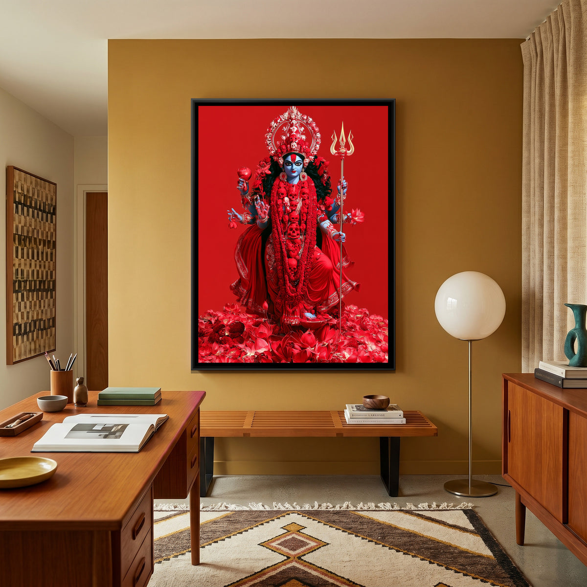Maa Kali — canvas art shown in a second room setting
