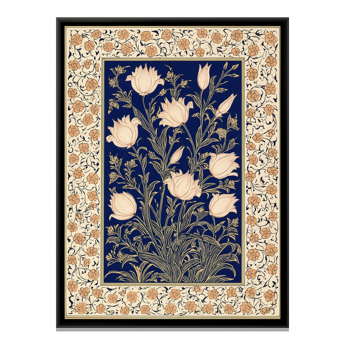 Mughal Tulips — framed canvas print, front view