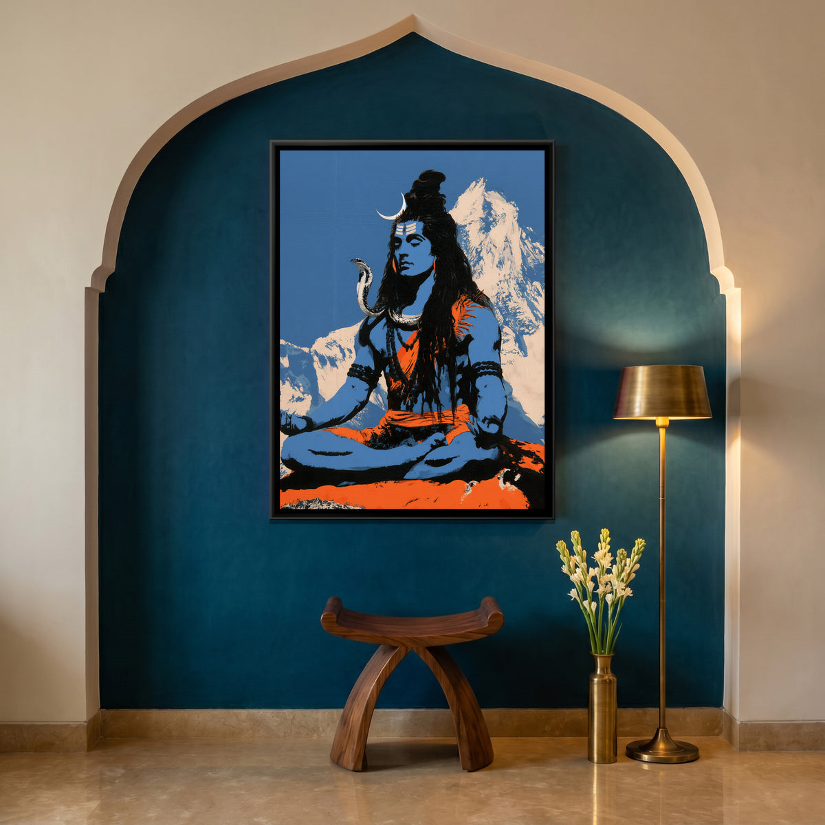 Mahadev — canvas art shown in a styled room