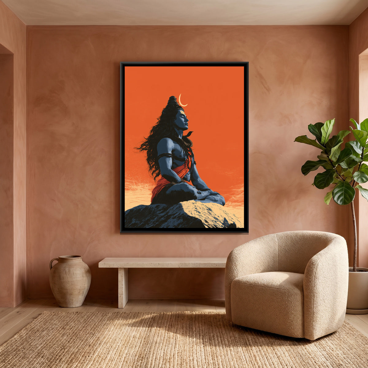 Mahadev — canvas art shown in a second room setting