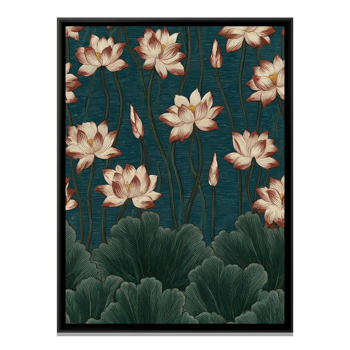 Chinoiserie Lotus — framed canvas print, front view
