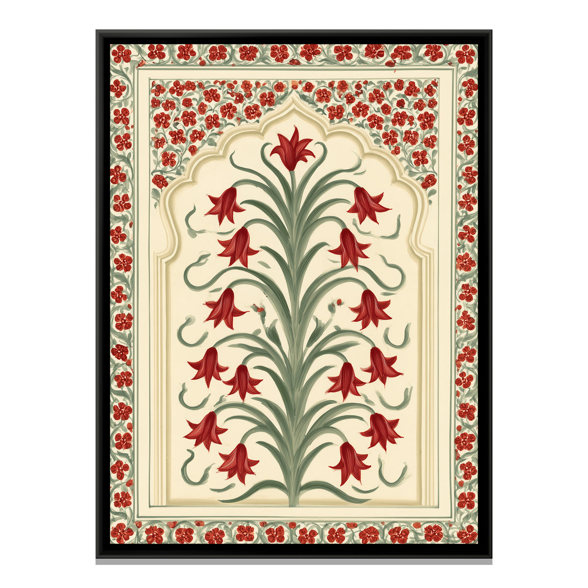 Mughal Red Lily — framed canvas print, front view