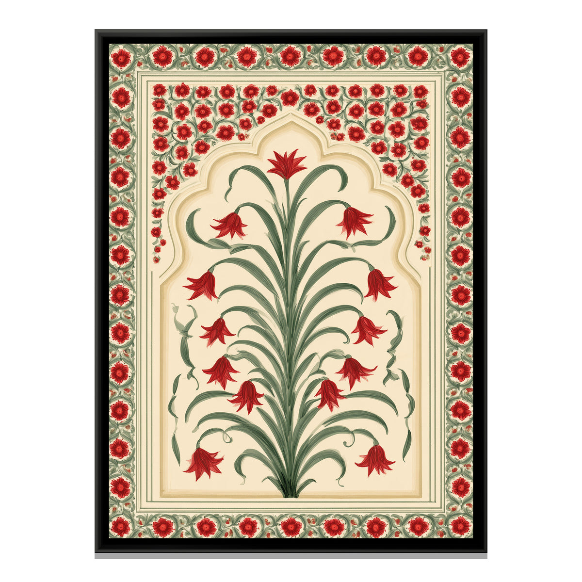 Mughal Red Lily — framed canvas print, front view