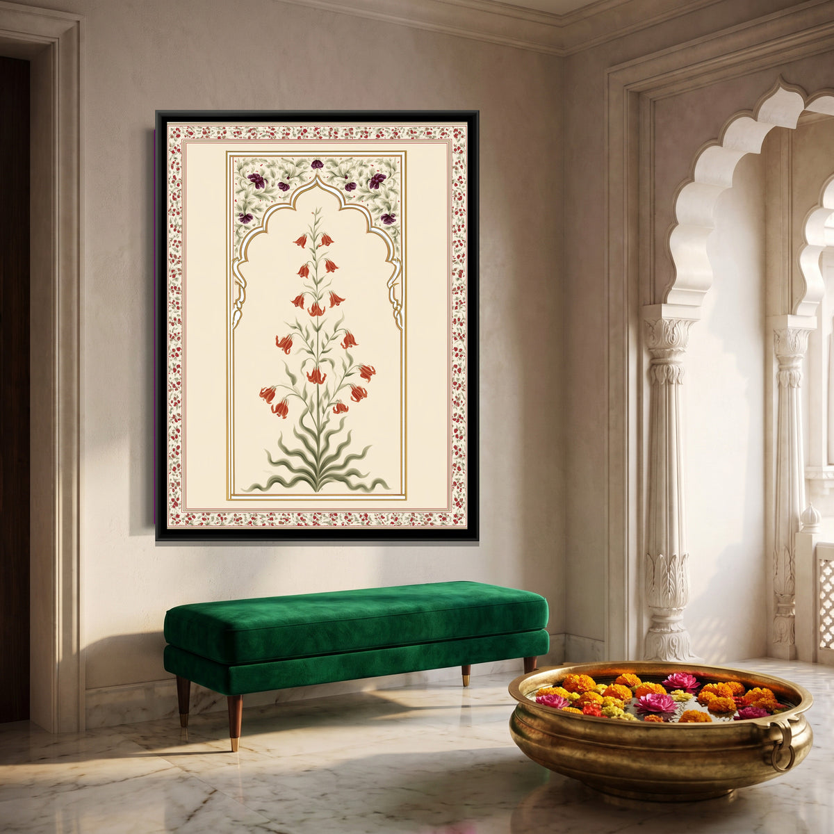 Mughal Lily — canvas art shown in a styled room